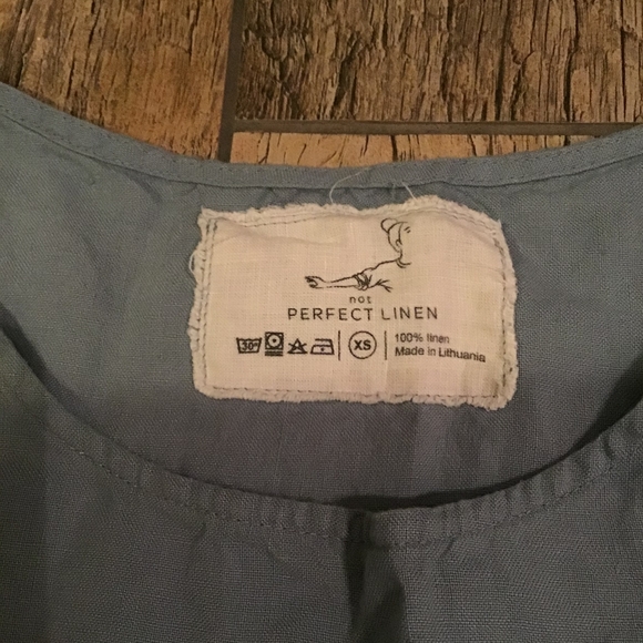 Not Perfect Linen Smock Dress Swedish Blue XS - Picture 7 of 7